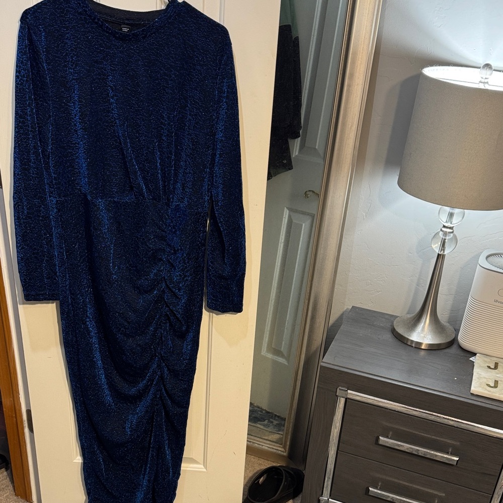 Elegant Blue Split Hem Dress
